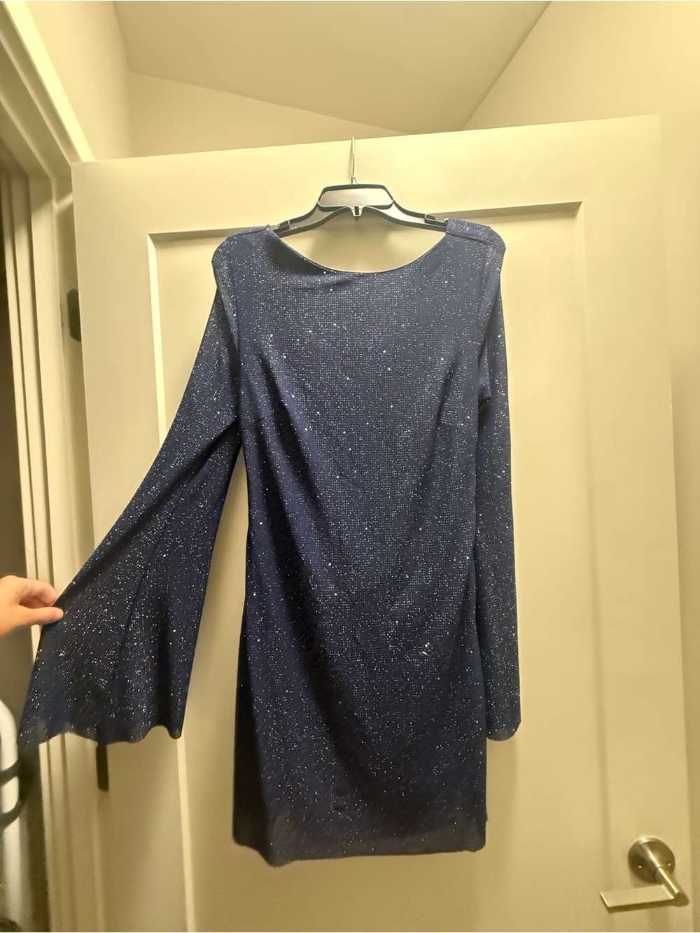 Sparkle Long-Sleeve Navy Dress